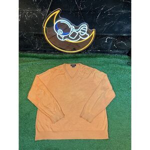 Brooks Brothers Men's Country Club Orange Sweater Silk Cotton‎ V-Neck Size XL